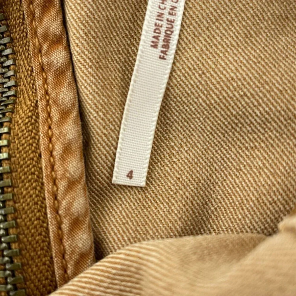 Free People Tan Mini Skirt With Panel Details & Rear Zip Size 4 Cotton 4812 - Picture 4 of 9